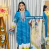 Blue Digital Print Lace Dress