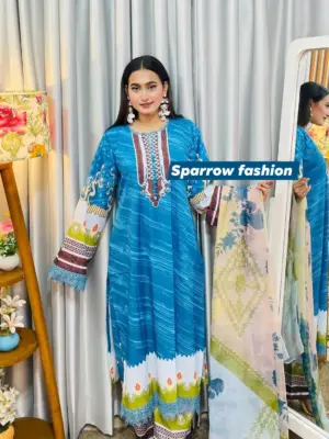 media_69c81f8e7577a Blue Digital Print Lace Dress
