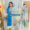 Blue Digital Print Lace Dress