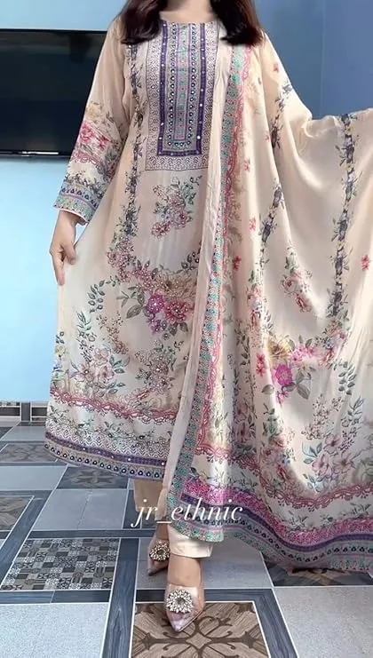 Lilac Silk Kurti Digital Print