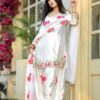 Luxury Satin Embroidery Three Piece with Organza Dupatta for Women