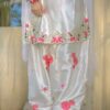 Luxury Satin Embroidery Three Piece with Organza Dupatta for Women