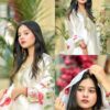 Luxury Satin Embroidery Three Piece with Organza Dupatta for Women