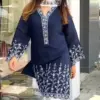 Elegant Navy & White Floral Embroidery Dress – Summer Special