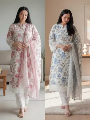 💫 ✨ Nazhakat – Elegant Printed & Embroidered Dress ✨🌸
