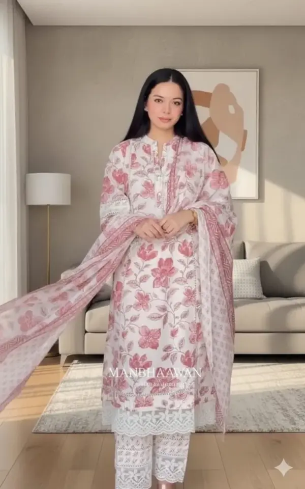 💫 ✨ Nazhakat – Elegant Printed & Embroidered Dress ✨🌸