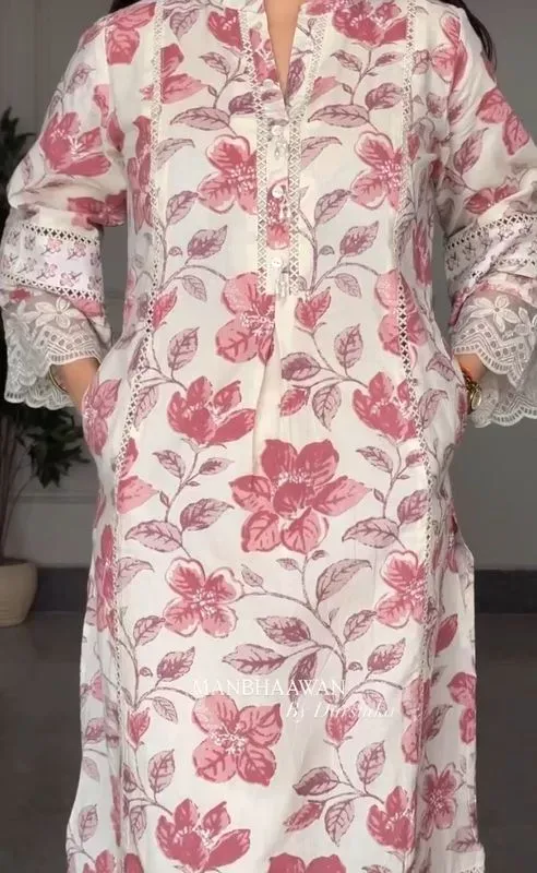 💫 ✨ Nazhakat – Elegant Printed & Embroidered Dress ✨🌸