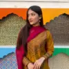 media_69c824a055200 Mustard Embroidered Dress with Magenta Georgette Orna