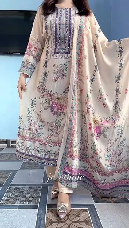 Lilac Silk Kurti Digital Print