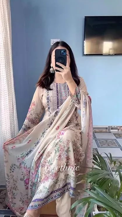 Lilac Silk Kurti Digital Print