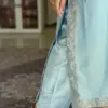 ✨ Sky Blue Serenity – Elegant Satin & Silver Embroidery Set ✨